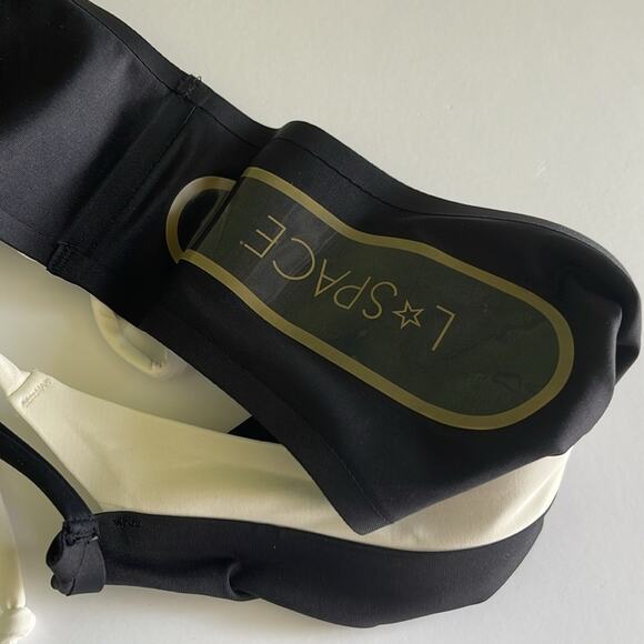 L*Space X Revolve Mackena Bikini Bottom Fused String Black Cream - Picture 11 of 14